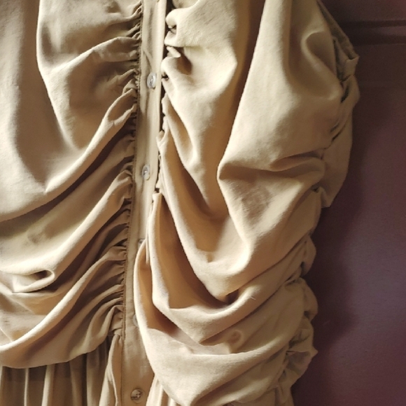 Target Tan Ruched Spaghetti Strap Maxi Dress - Picture 6 of 10